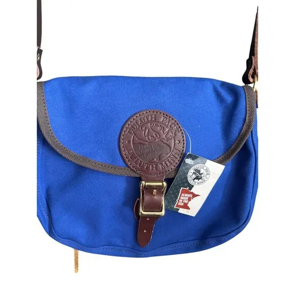 Duluth Pack Royal Blue Canvas Crossbody Bag With Leather Strap & Accents - Picture 7 of 8